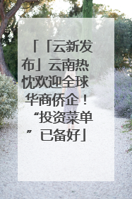 「云新发布」云南热忱欢迎全球华商侨企！“投资菜单”已备好
