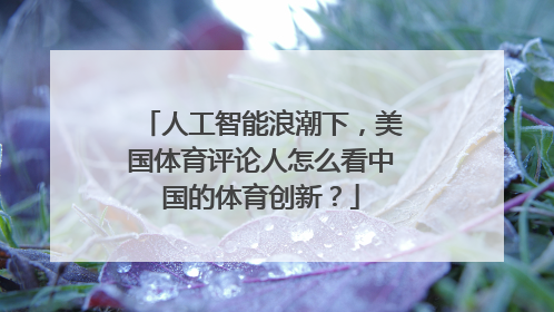 人工智能浪潮下，美国体育评论人怎么看中国的体育创新？