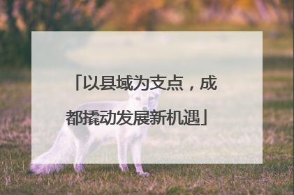 以县域为支点，成都撬动发展新机遇