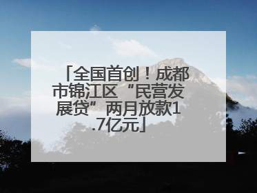 全国首创！成都市锦江区“民营发展贷”两月放款1.7亿元
