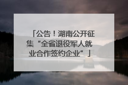 公告！湖南公开征集“全省退役军人就业合作签约企业”