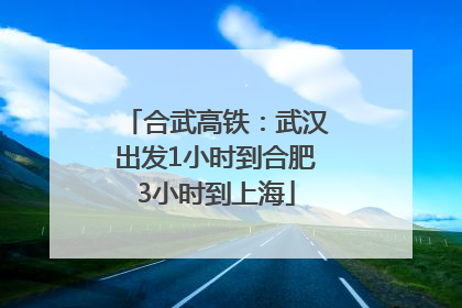 合武高铁：武汉出发1小时到合肥3小时到上海