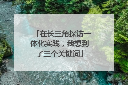 在长三角探访一体化实践，我想到了三个关键词