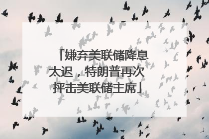 嫌弃美联储降息太迟，特朗普再次抨击美联储主席