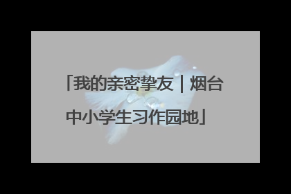 我的亲密挚友｜烟台中小学生习作园地