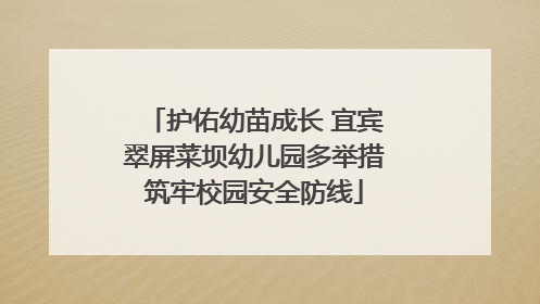 护佑幼苗成长 宜宾翠屏菜坝幼儿园多举措筑牢校园安全防线