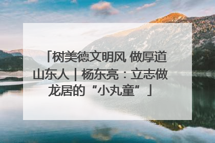 树美德文明风 做厚道山东人｜杨东亮：立志做龙居的“小丸童”