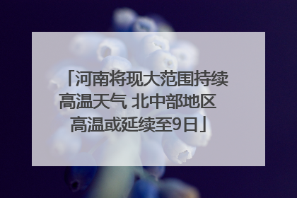 河南将现大范围持续高温天气 北中部地区高温或延续至9日