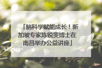 脑科学赋能成长！新加坡专家陈锐斐博士在南昌举办公益讲座