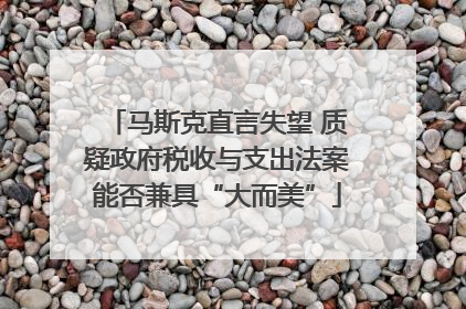 马斯克直言失望 质疑政府税收与支出法案能否兼具“大而美”