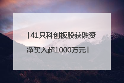 41只科创板股获融资净买入超1000万元