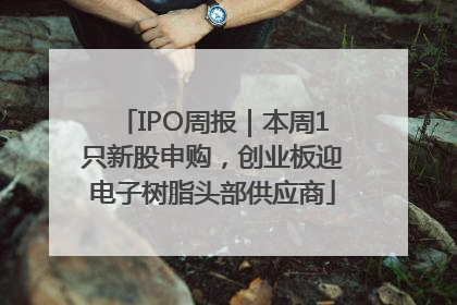 IPO周报｜本周1只新股申购，创业板迎电子树脂头部供应商